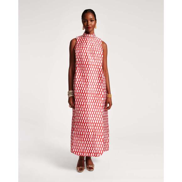 Frances Valentine Carlyle Panel Dress Loop Print Oyster Red… WORN ONCE! - Picture 2 of 15